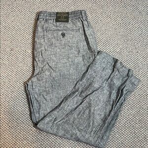 Banana Republic Linen Blend Mason Straight Pant Blue 35x30